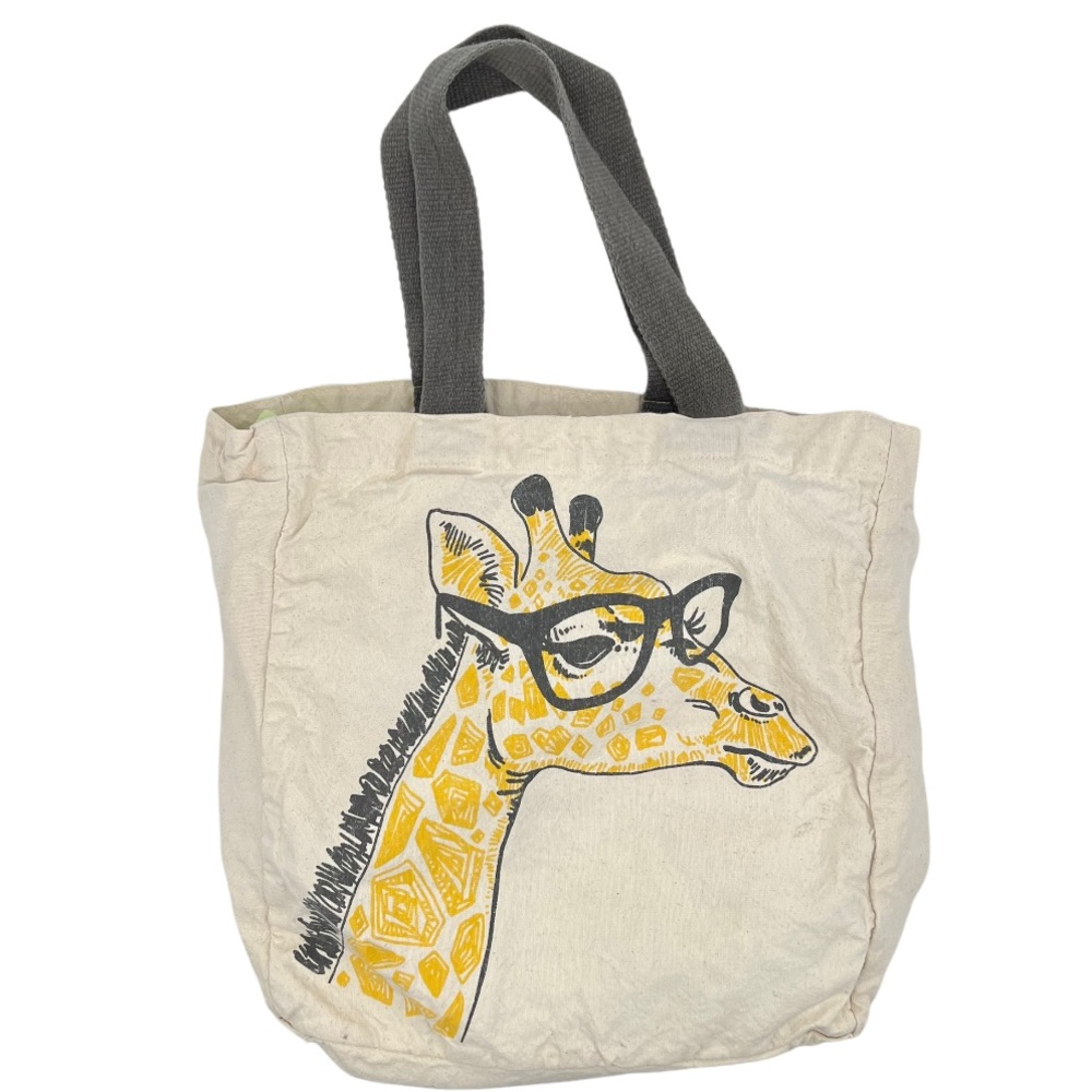 Giraffe in Glasses Cotton Canvas Tote Bag